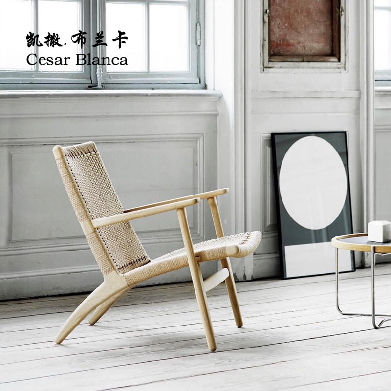 Caesar Blanca Nordic Deck Chair Log Hemp Rope Ins designer folding backrest Leisure name Cebu Red chair