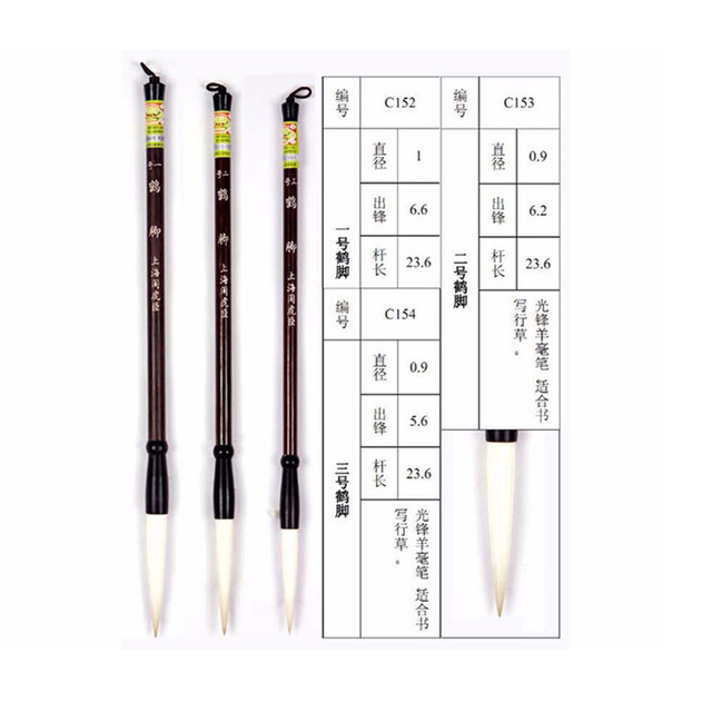 Authentic Zhou Huchen Brush Set, Long and Fine Bristle, Goat Hair, Dual-Purpose Brush, Crane-Foot Style, for Regular Script, Large Regular Script, Cursive Script, Flagship Store