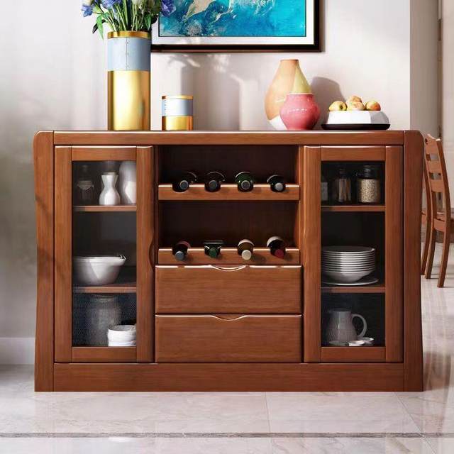 ໄມ້ແຂງ sideboard multifunctional ຝາເຫລົ້າທີ່ເຮັດຈາກຕູ້ເຫຼົ້າແວງທີ່ທັນສະໄຫມຫ້ອງຮັບແຂກຮ້ານອາຫານຫ້ອງການຊາຕູ້ເກັບຮັກສາ rack ຕູ້ເກັບຮັກສາ