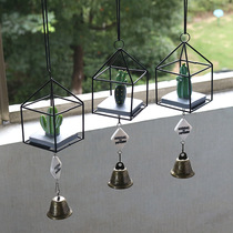 Simple shape green cactus resin plant wind chime hanging ornaments home decoration iron art student friends gift
