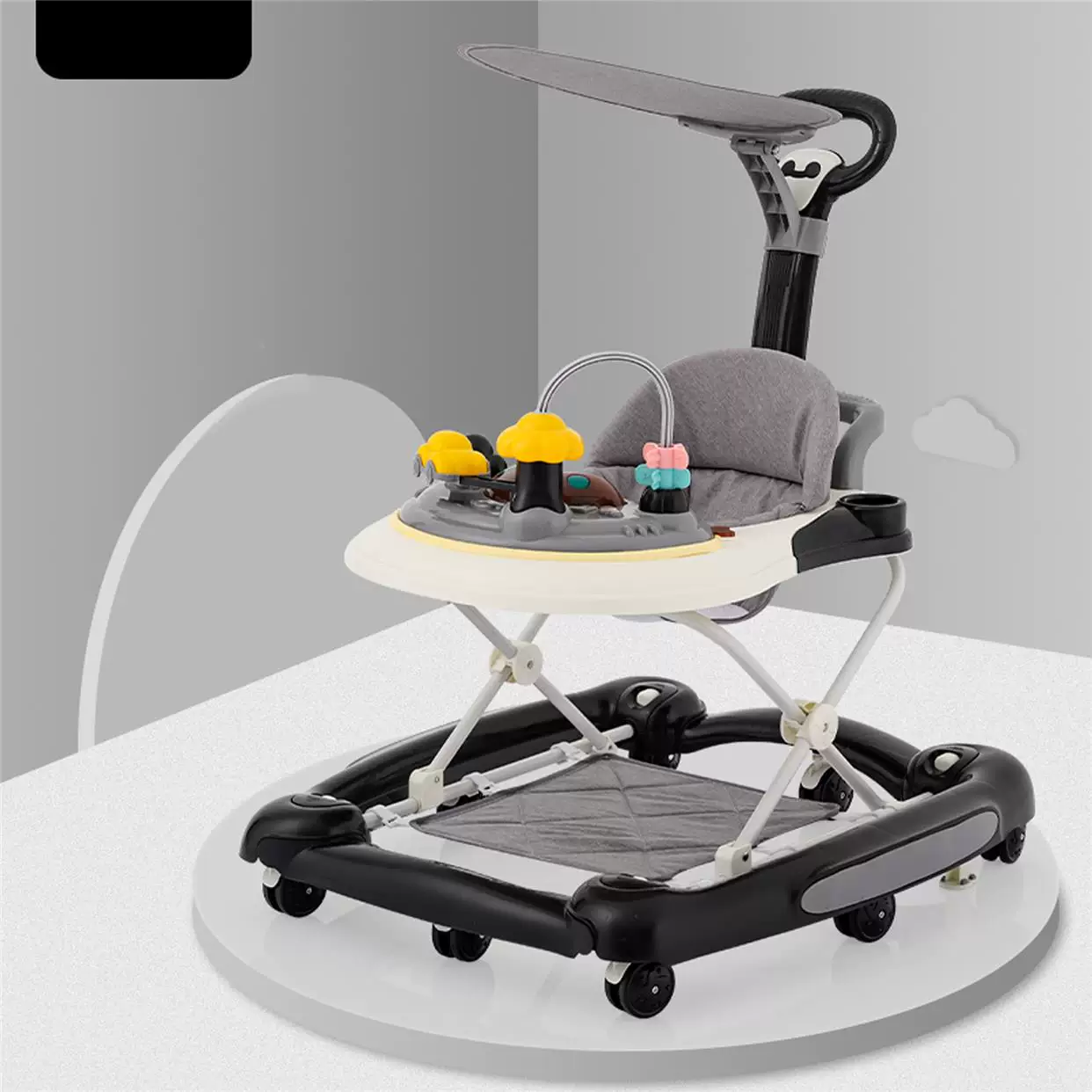 Children's walker with seat, anti-rollover