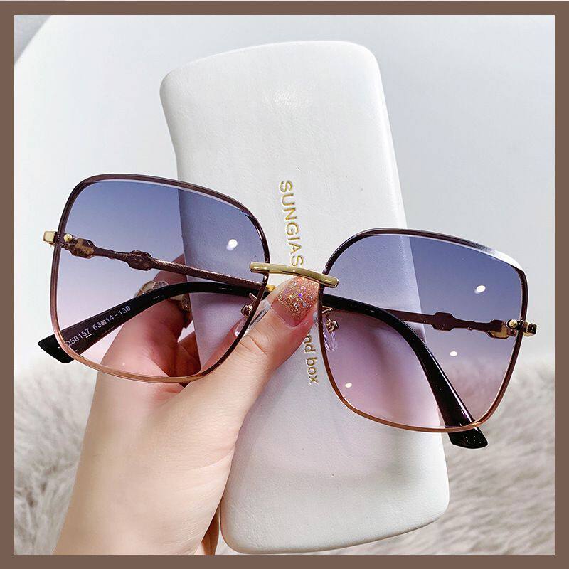 Sunglasses female in large face square new metal polarized sunglasses retro port wind network red large frame sunglasses foot