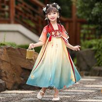 Han dress girl retro dress children Chinese style girl Tang dress Anti-Fairy Super Super Summer dress Princess dress