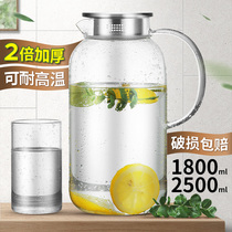 Japan imports MUJIΕΕΛΛΛΛΛΛΛΛΚ cold kettle glass heat resistant and high temperature household large capacity cool white cup teapot set