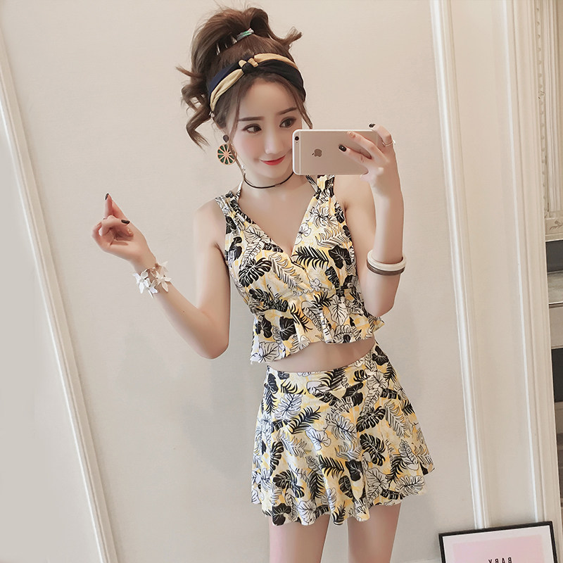 Swimsuit Woman Two Style Flat Angle 2022 New Cover Belly slim High waist Little breasted South Korean spa swimsuit women Summer conservative