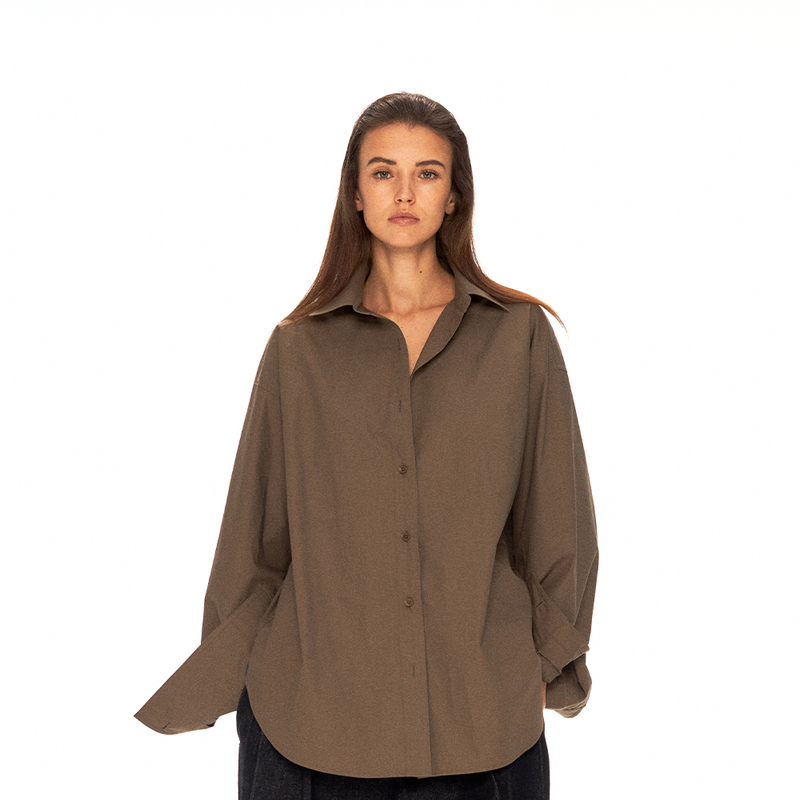 Fine Lustrous Long-Staple Cotton Fax Copy Express* City Night Loose Oversized Shirt Fine Lustrous Long-Staple Cotton Fax Copy Express* City Night Loose Oversized Shirt