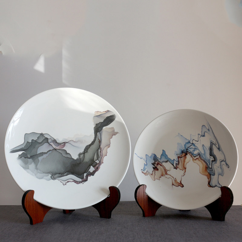 New Chinese Ceramics Xuanguan Pendulum Piece Creative Zen Living-room Decoration TV Cabinet Home Desktop Wine Cabinet Plate Furnishing