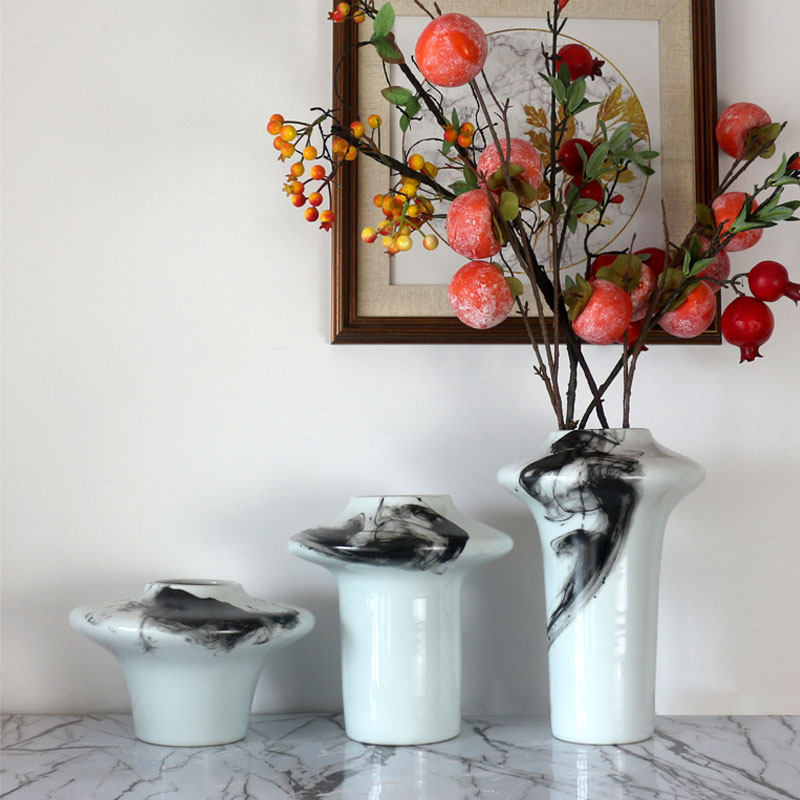 Modern New Chinese Hand-painted Zen ceramic vase Pendulum Sample-style Room Home Living room Book Room Xuanguan Soft Adornment