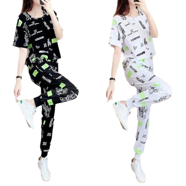 Printed fashionable harem pants two-piece set