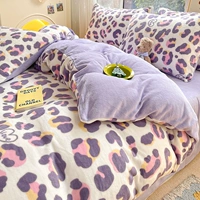 Love Leopard Purple [толстый теплый молочный бархат, приятный для кожи, можно спать обнаженным]