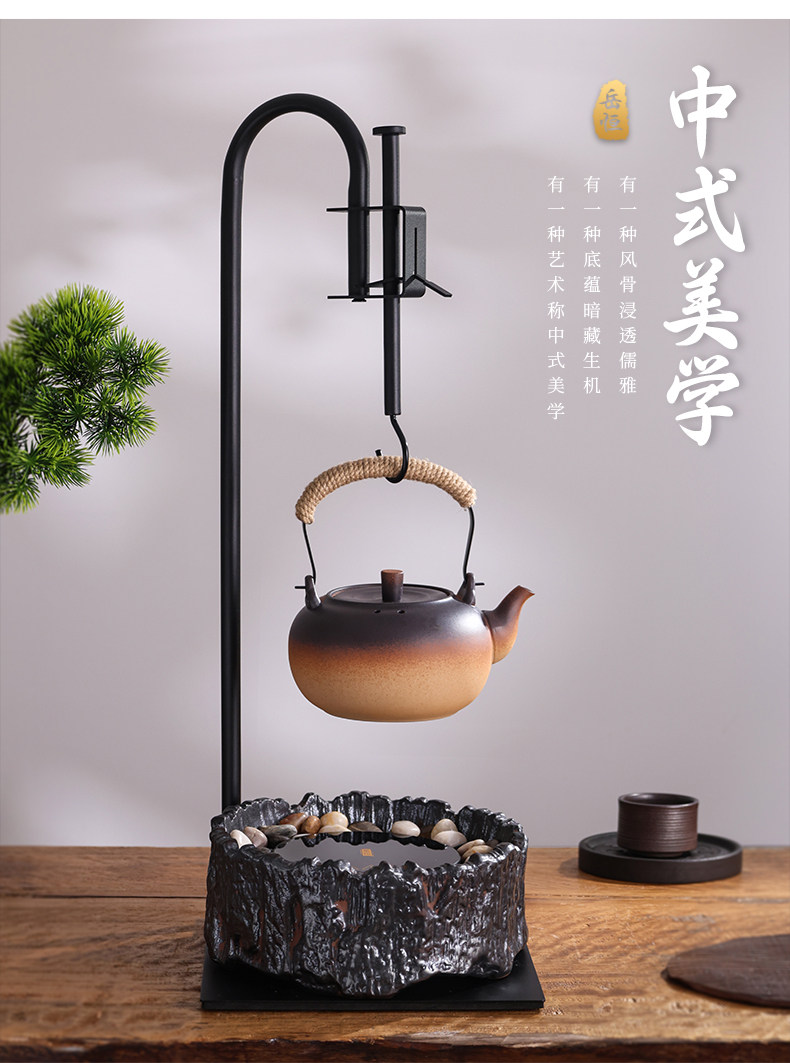 岳恒煮茶壺自在勾套裝電陶爐家用陶壺燒水泡茶茶具靜音茶道禪意|煮茶爐