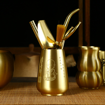 Pure brass tea ceremony six gentlemen tea clips tweezers tea set metal copper accessories tea making tools kung fu tea making