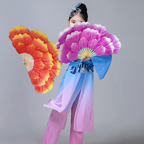Танцевальный веер, открытие, танец, пион, цветок, веер, градиентный веер, реквизит для кадриль, цветок, веер, веер Янко, веер для выступления на сцене, веер