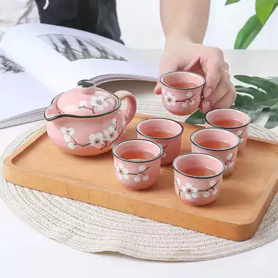 Ceramic kung fu tea set set handmade teapot tea cup tea maker Japanese and wind underglaze color travel tea set