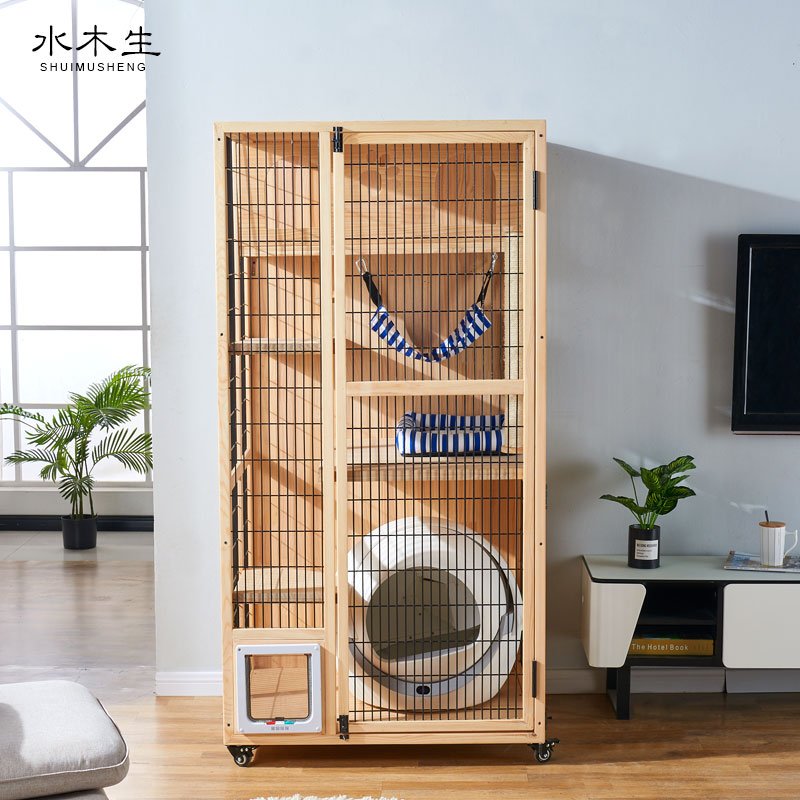 Cat cage oversized cat cage villa solid wood three-storey luxury Japanese cat villa cat nest cat house home interior