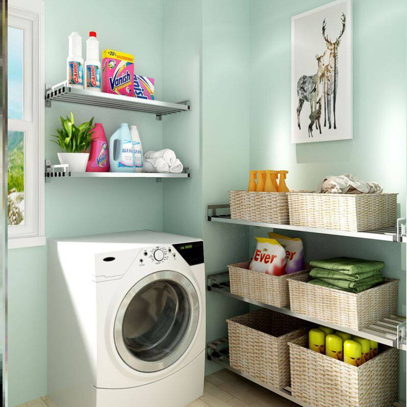 High-grade stainless steel balcony rack washing machine shelf wall-mounted wall-free punch-free laundry liquid storage rack