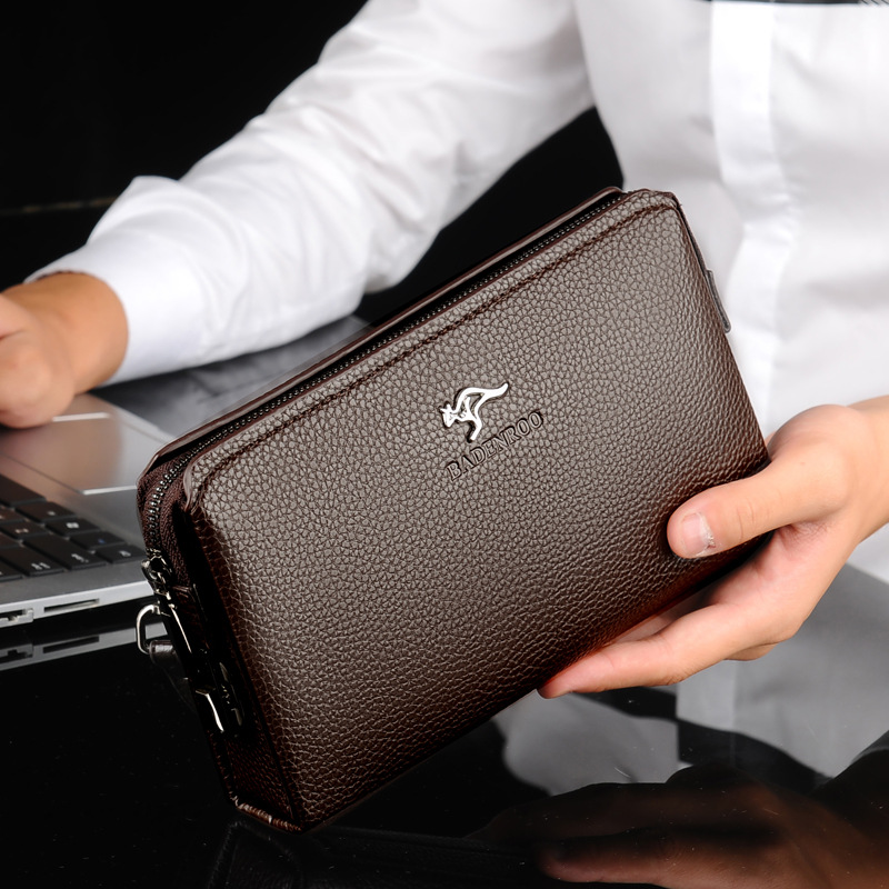Clutch password lock men's soft leather handbag large-capacity clutch bag document business folder bag mobile phone portable wallet