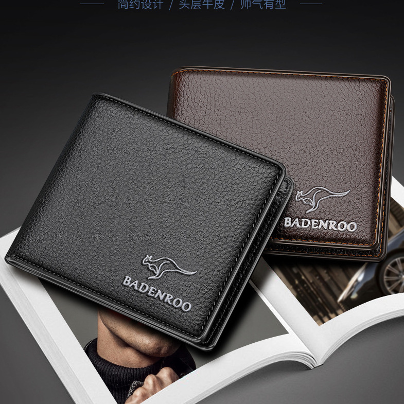 Men's Short Leather Wallet Thin Top Layer Leather Wallet Driver's License Business Multi-card Portable Soft Leather Coin Purse