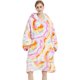 Lazy blanket pullover tie-dye sweatshirt coral velvet pajamas for women autumn and winter thickened couple hooded flannel knee-length nightgown