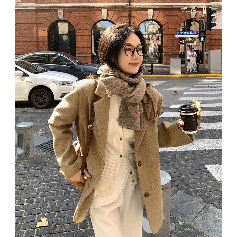 Xccx Melard Woolen Coat for Women 2024 Autumn and Winter Petite High-End Hepburn Style Short Woolen Coat