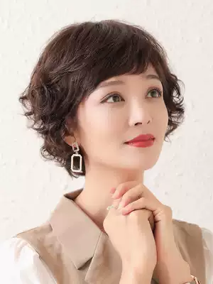 Wig female short curly hair summer real hair full real hair silk mother wig set simulation middle-aged and elderly lady full head cover