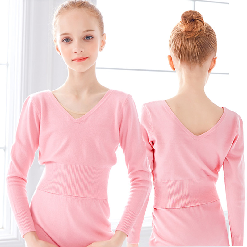 Children's dance clothes sweater Spring and Autumn practice shawl long sleeves Chinese dance pull-over knit shirt girls ballet tops
