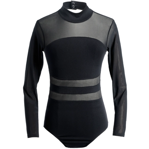 Танцевальный костюм для взрослых женщин в полой сетевом балетном костюме с длинными рукавами гимнастика костюма с аэрофотоснижей