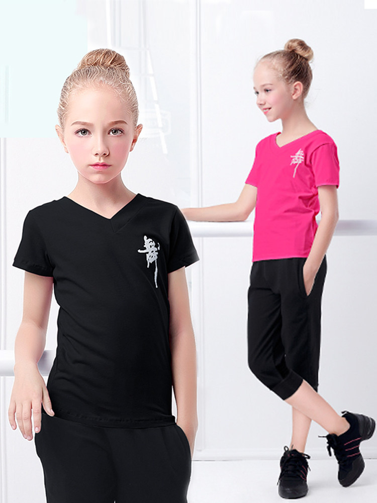 Children's dance suit Girls summer short sleeve body Chinese dance two-piece practice suit Dance Latin dance clothing
