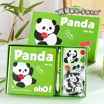 Trois ans Deux classes Dons de Nouvel An Panda Hand ledger Gift Boxes Suit Cute Teenage handbooks Ben Cane Buns Elementary School Kids Make Cane Big Gift Bags Square Notes This Sub Girl Birthday Presents