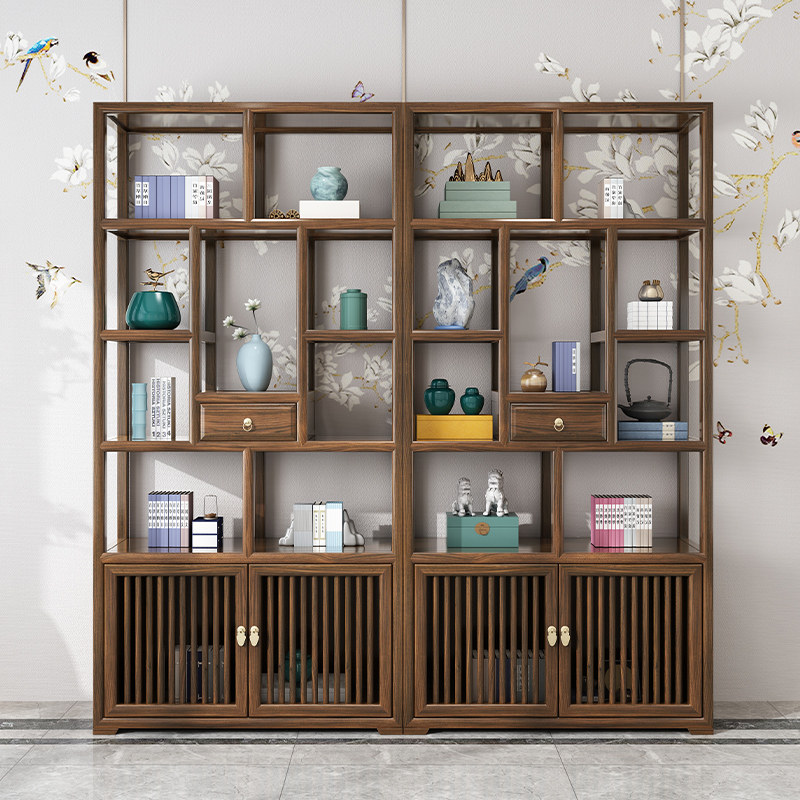 Bogu rack solid wood tea shelf elm antique rack partition porch cabinet office rack Chinese style Duobaoge