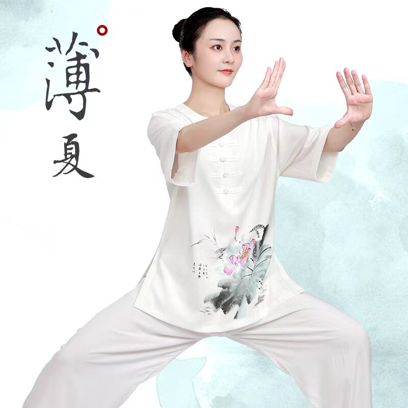 Охотничья одежда Chen Tai Chi для женщин, новый стиль, западный стиль, высококачественное белье, хлопковая льняная одежда для занятий тайцзи, летняя одежда с короткими рукавами Ba Duan Jin Изображение 1