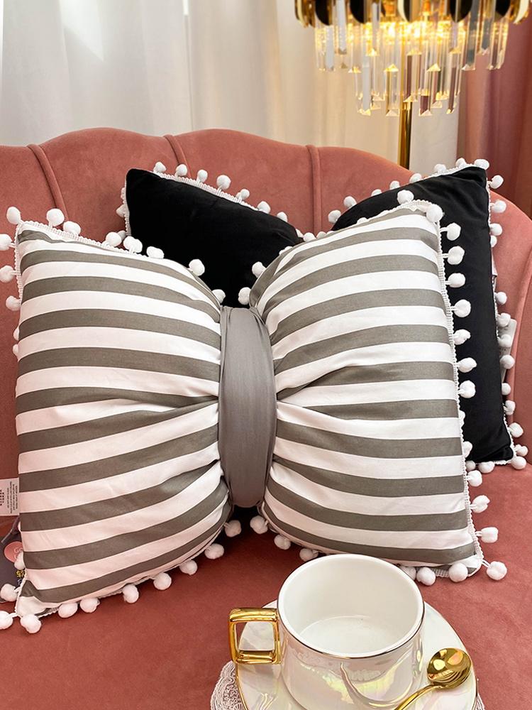 bowknot bow pillows striped Neck pillow decorative soft