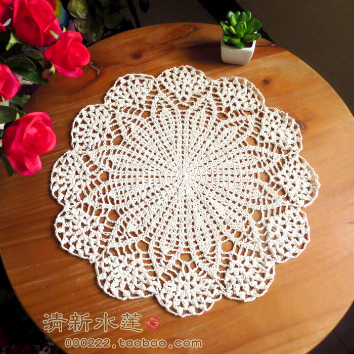 Round Luxury Handmade Table Cloth Place Mat Cotton Crochet