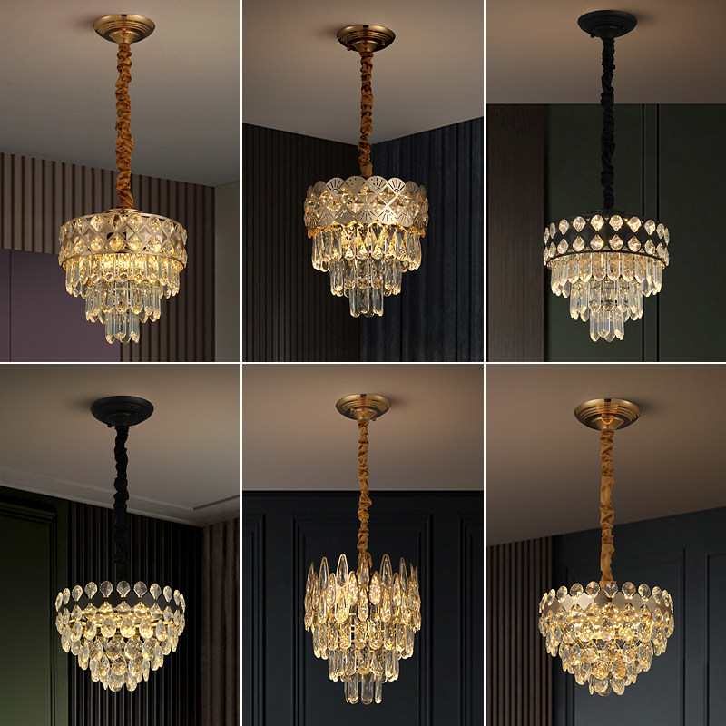 Crystal chandelier restaurant light luxury European style post-modern minimal upscale atmospheric bedroom foyer enter dining room lamps