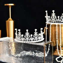 Birthday party queen crown cake decoration Pearl crown decoration Adult children net red dress up birthday hat