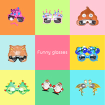 Birthday party childrens funny glasses photo props Little red book shaking sound the same cute retro concave shape selfie