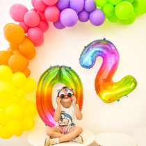 40 Inch Jelly Gradient Color Seven Color Digital Aluminum Film Balloon Children Birthday Digital Party Decoration Scene Arrangement