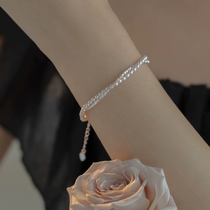 S925 Sterling Silver Broken Silver Pearl Bracelet 2026 New Model for Women, Light Luxury, Niche, High-End Feel, Gift for Girlfriend's Birthday