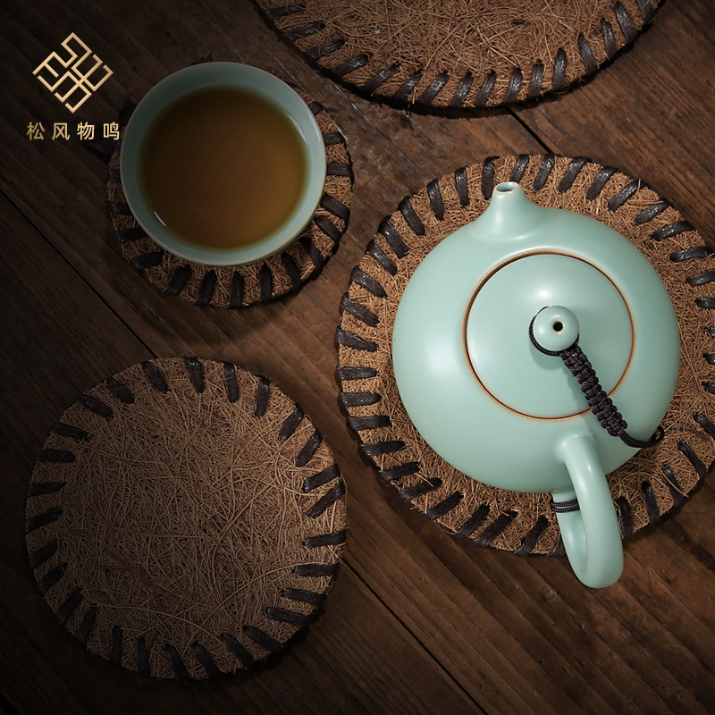 Tea cup mat heat insulation pad kung fu tea cup mat tea ceremony handmade Japanese retro teapot raising pot table mat anti-scalding