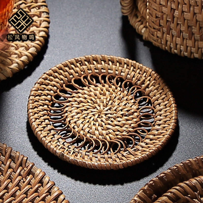 Vietnamese rattan hand-woven tea coaster support insulation mat Kung Fu tea coaster pot bearing dry bubble table Japanese style