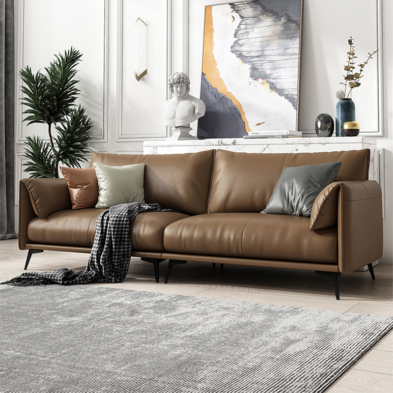 Office sofa genuine leather minimalist business reception room Guest Area Casual Office Sofa Tea Table Combo Trio