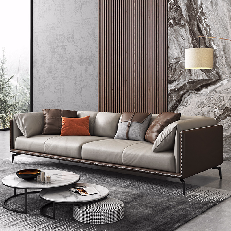 Office sofa tea couple combination set fancy leather triple person business guest reception simple office sofa