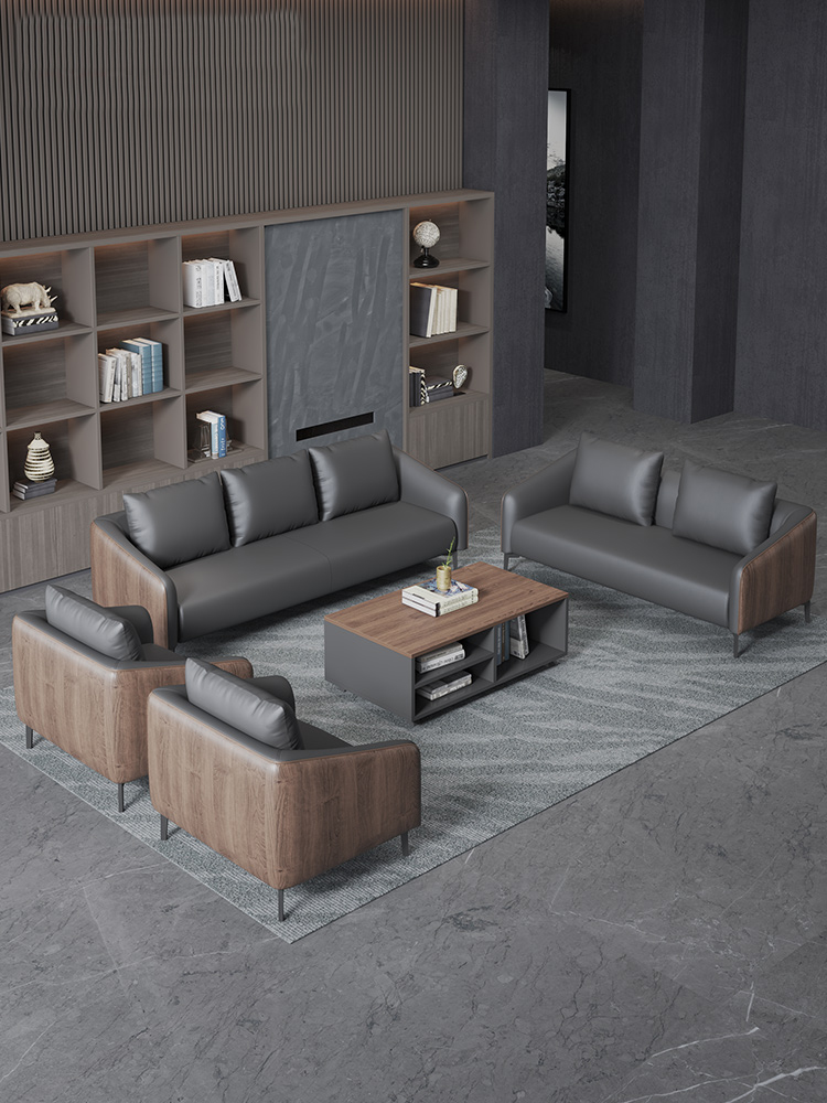 Boss Office Business Couch Talks Sign Contract Sofa Leather Art Minima Atmospheric Reception Office Sofa Composition