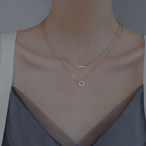 Korean double-layer necklace stacked with female sterling silver 2021 New cold wind advanced sense choker simple does not fade