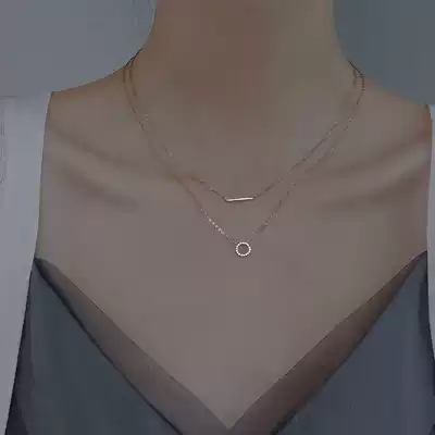 Korean double-layer necklace stacked with female sterling silver 2021 New cold wind advanced sense choker simple does not fade