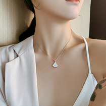 Korean fan-shaped necklace 2021 new female sterling silver niche design high sense fairy choker does not fade