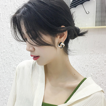 Korean earrings summer niche 2021 New Tide light luxury earrings personality simple sterling silver earrings do not fade