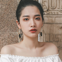 Korean retro earrings female 2021 New Tide sterling silver hypoallergenic personality exaggerated earring temperament long earrings