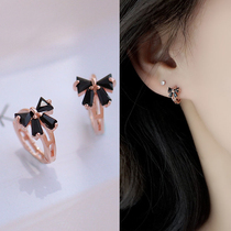 Bow earrings female summer sterling silver design sense 2021 New Tide high earrings light luxury anti-allergic ear buckle