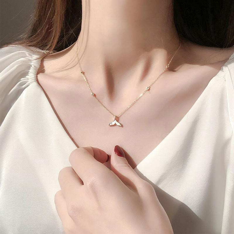 Fishtail necklace female summer wild niche design 2021 new high-end fashion item sterling silver clavicle chain hypoallergenic